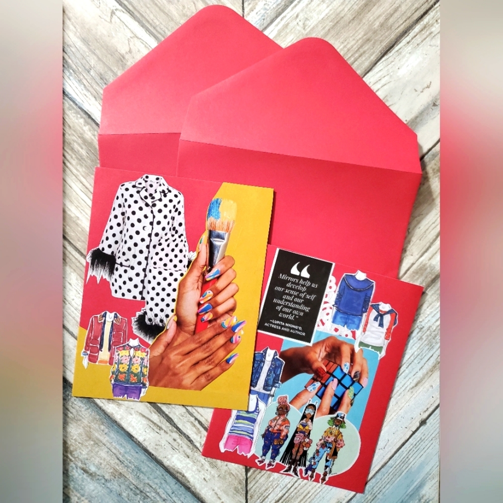 🙏 HAND CRAFTED collage notecards set of 2 fashion theme
